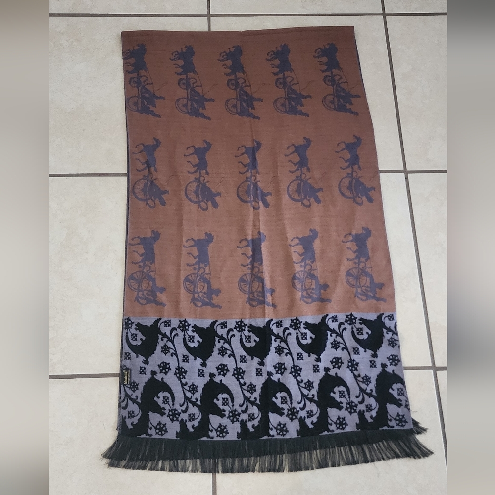 Khaisilk Elegant Brown and Black Scarf 68×20.‎